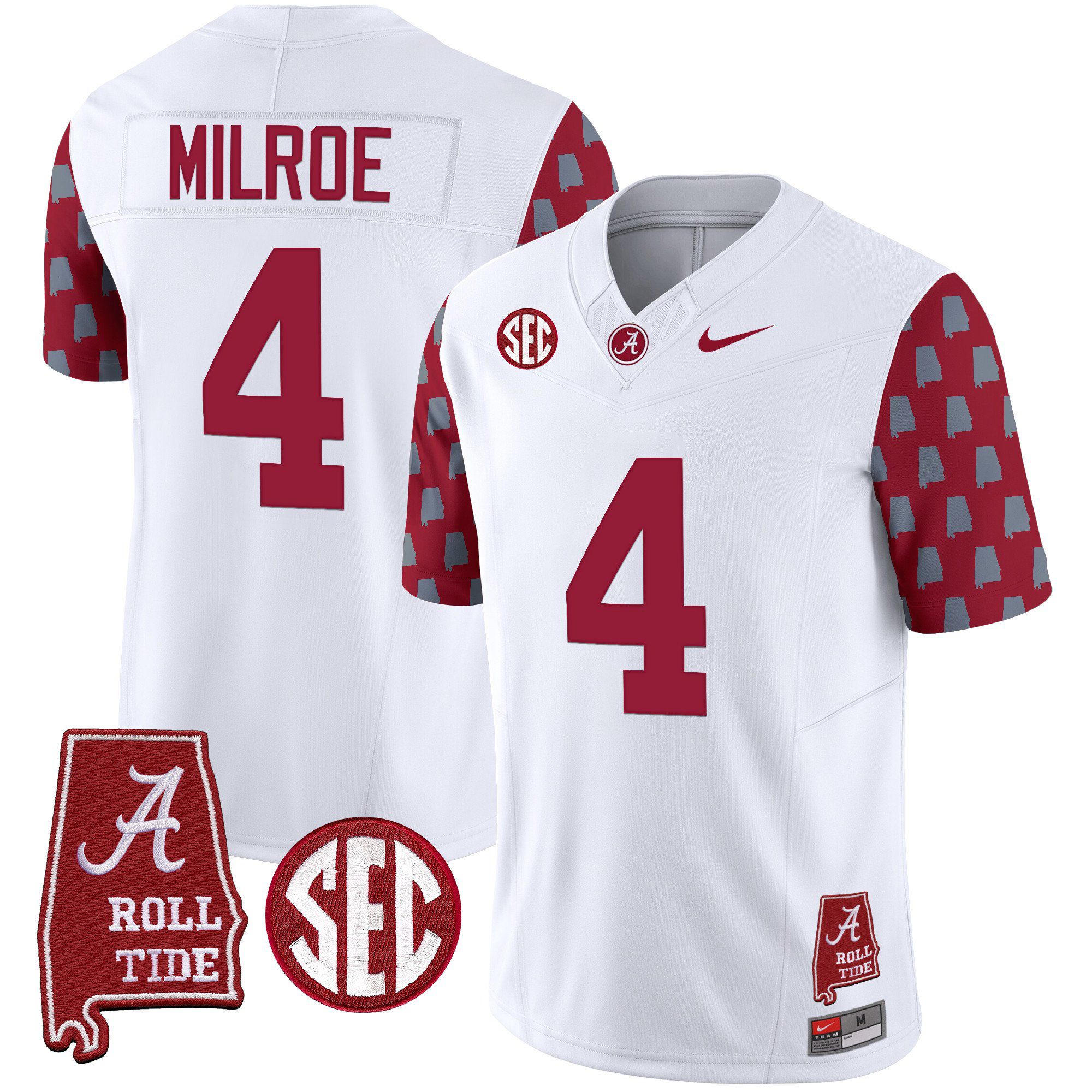 Men Alabama Crimson Tide #4 Milroe White Vapor Limited 2024 Nike NCAA Jersey style 1